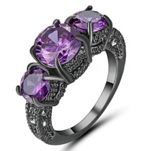 Black Gold & Purple Austrian Rhinestone Ring